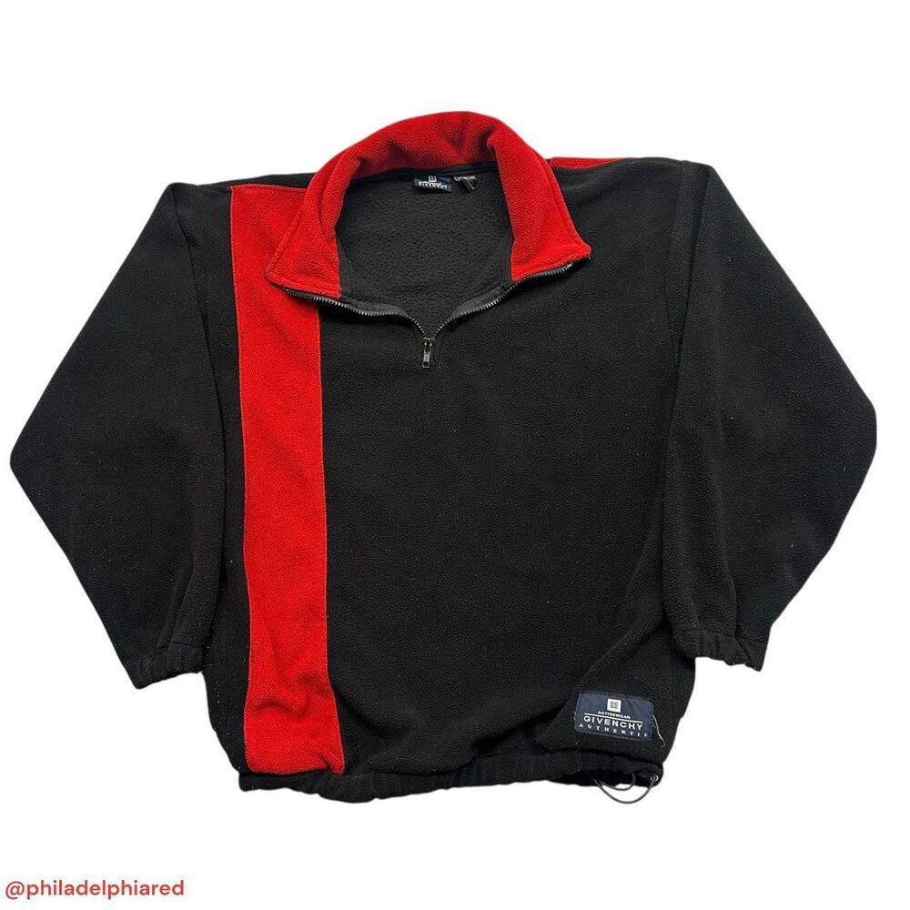 Vintage 1980’s Givenchy Active wear quarter-zip fleece pullover sweater mens M